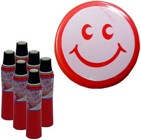 Six Pack Bingo Delight Red Smiley Face Bingo Dauber