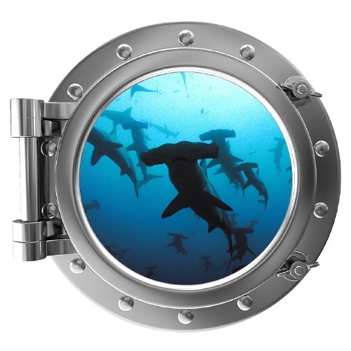 PortScape Instant Sea Porthole Window Shark Wall Sticker