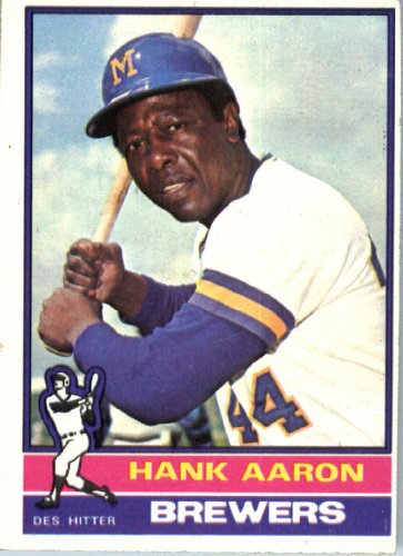 1976 Topps #550 Hank Aaron Milwaukee Brewers Baseball Card In a Protective Screwdown Display Case