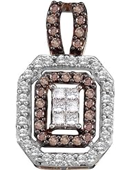 1.00ctw Brown Diamond Invisible Pendant 14K White Gold 58 Diamonds