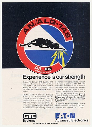 Cover image : 1982 Eaton GTE AN/ALQ-149 Jamming System Insignia Print Ad
