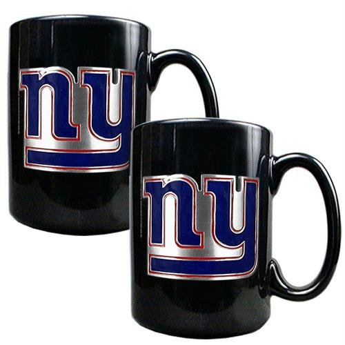 NFL New York Giants Two Piece Black Ceramic Mug Set - Primary Logo