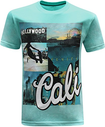 California Republic Cali Venice Men's T-Shirt (X-Large, Aqua)