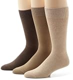 Kenneth Cole Men's Solid Flat Knit 3 Pack Socks, Oatmeal/Earth/Brown, One Size