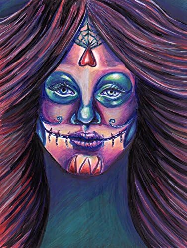 Serenity-Original Framed Colored Pencil Drawing of a Day of the Dead Girl