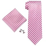 Landisun 弁慶格子&チェックス メンズ シルク ネクタイ セット:ネクタイ+ハンカチ+カフス イザナミ