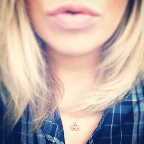 Rose Gold Initial Necklace, Disc Necklace, Hand Stamped on Disc, Personalised Jewellery, Rose Gold Plated Necklace