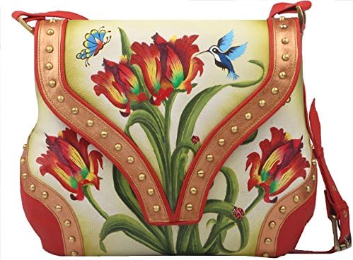 Niarvi Women's Regalia Luxury Hand Painted Handbag Red