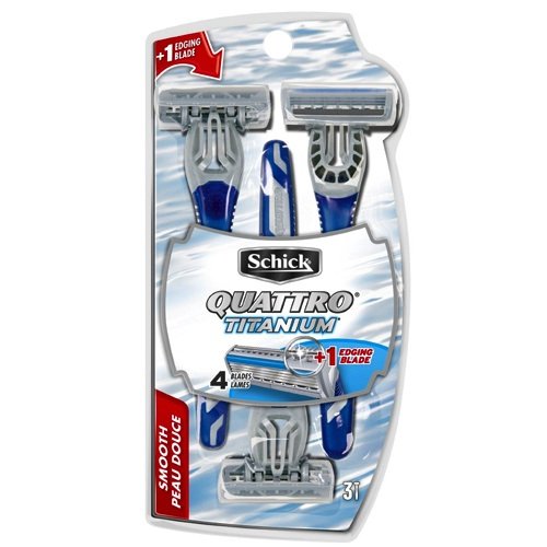 Shick - Rasoirs jetables Quattro Titanium à 4 lames - Peau douce - Pour homme - 3/paquet (12 paquets)