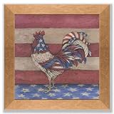 Leslie Beck - Patriotic Rooster - Gold Frame 12.5