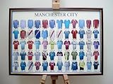 MANCHESTER CITY FC FRAMED FOOTBALL SHIRT POSTER THROUGH THE AGES
