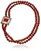  : DYED RED AGATE AVENTURINE MOTHER OF PEARL DOUBLE STR NECKLACE
