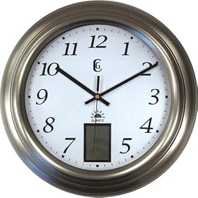 Click here to buy 14.5 Metal Wall Clock With LCD Display by Elgin.