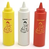 Charcoal Companion Classic Diner Condiment Bottle Set / Ketchup, Mayo, Mustard