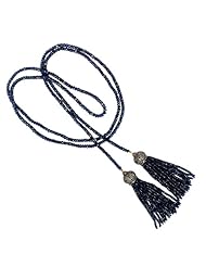 Blue Sapphire Diamond Pave Beads Tassel Y-Necklace 18kt Gold Designer Jewelry