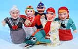Handpuppen Sortiment Kasperlfiguren 6tlg m Krokodil title=