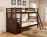 Twin/Twin Bunk Bed with Staircase in Dark Cherry Finish by Coaster - 460087 ....