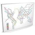 World Map in the style of a Tube, Metro, Subway, Underground System, Canvas Art Print, 22x34 inch (A1) - 596
