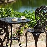 Alfresco Home Fleur Cast Aluminum Bistro Set Color - Antique Wine