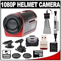 Coleman Xtreme Sports Waterproof 1080p HD Helmet Wearable Camcorder Video Camera (Red) with 16GB Card + Adhesive Pads + Lenspen + Case + Accessory Kit