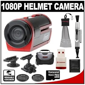 Click here to buy Coleman Xtreme Sports Waterproof 1080p HD Helmet Wearable Camcorder Video Camera (Red) with 16GB Card + Adhesive Pads +... by Coleman.