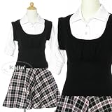 KAJIN ジュニアドレス★赤のタータンチェックスカートとストレッチ素材のリブ袖レイヤード風ジュニアドレスセール20%OFF