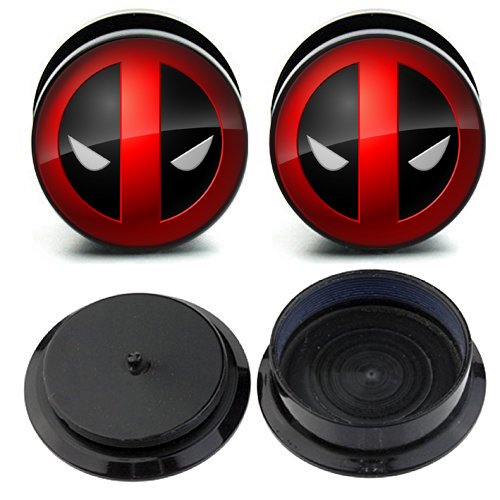 Caspian Jewelry Ear Stretching Plugs 1 Pair Deadpool Mask Ear Gauges Plugs