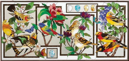 Joan Baker Designs APM612 Classical Birds Glass Art Panel, 37-1/2 by 17-1/2-Inch