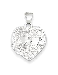 2 Hearts 14K White Gold Heart Locket