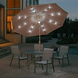 Outdoor Patio 9' Solar Umbrella Beige
