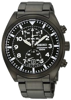 Seiko #SNN233 Men's Black IP Stainless Steel Chronograph Watch