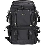 Evecase Extra Large DSLR Camera/Laptop Travel Backpack Gadget Bag w/ Rain Cover - Black