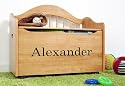 Personalized Limited Edition Toy Box - Honey - Print Script Print Color Blue - Art