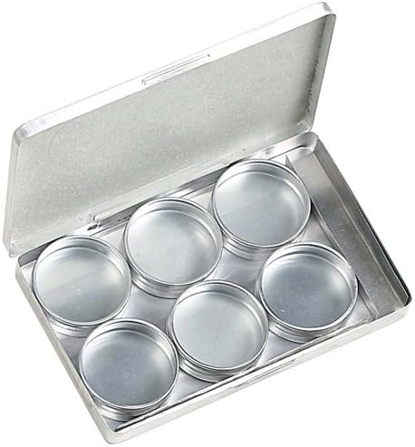 6 Piece Gem Jars Set | 3" (7.6 cm) Diameter & 7/8" (2.2 cm) Height | Clear Lids | Aluminum Storage Box with Hinged Lid | Ideal for Jewelers & Hobbyists