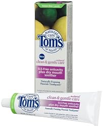 Tom's of Maine Clean and Gentle SLS-Free Anticavity plus Dry Mouth Soother Toothpaste, Lemon-Lime, 5.2-Ounce Tubes (Pack of 4)