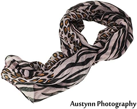 Lightweight Animal Print Stripe Scarf Brown Black Pink Women Teen Summer