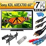 Sony KDL-60EX700 1080P 60 Inch LCD HDTV With Buyers Choice Sony HD Accessory Kit Includes Pro Articulating Wall Mount + (2) 6FT Hdmi 1.3B Cables, 6FT Audio Interconnect Cable Screen Cleaner + Surge Protector