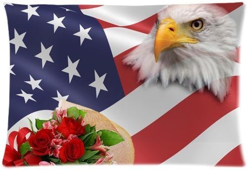 JSYOUDF Cotton linen sofa decorative gift pillow cushion for leaning on , beautiful American flag, the eagle the pillowcase 18"x18" pillowcase. (One side)