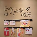 Every Child Is An Artist Picasso Wall Quotes Playroom Wall Decal Kids Artwork Nursery Quotes Wall St