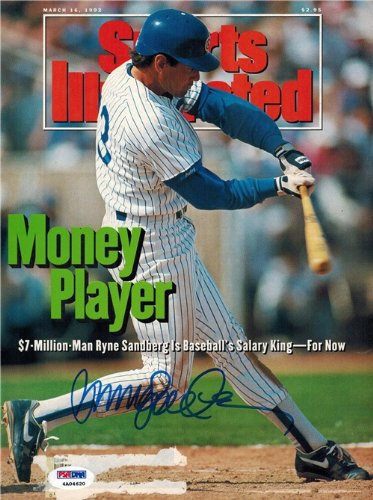 Ryne Sandberg Autographed/Hand Signed Cubs Sports Illustrated 3/16/92 - PSA