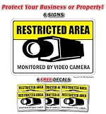 RESTRICTED AREA Security Sign ~6 Signs & 6 Free Decals~