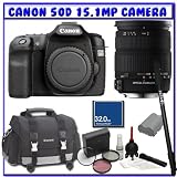 Canon 50D 15.1MP Digital SLR (Body Only) + Sigma AF 18-200mm DC OS Lens + Canon Gadget SLR Bag + Spare Lithium-Ion Battery + Starter Photographer Package