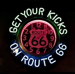 Classic 'Get Your Kicks' Sign on U.S. Route 66 - Iconic Photographic Print by Carol M. Highsmith
