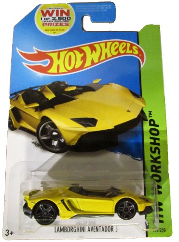 HOT WHEELS LAMBORGHINI AVENTADOR J 2014 RELEASE YELLOW, HOT WHEELS YELLOW LAMBORGHINI DIE-CAST
