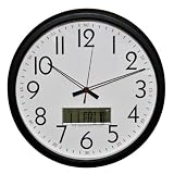 16 Low Vision Wall Clock with LCD Calendar - Thermometer