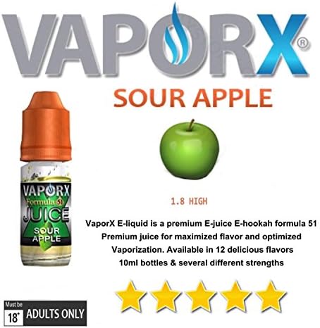 VAPORX (LOT 5 BOTTLES) * SOUR APPLE * FORMULA 51 PREMIUM JUICE 1.8 H 50-ML
