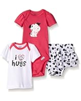 Gerber Baby Girls Three-Piece Bodysuit Lap-Shoulder Shirt and Skort Set