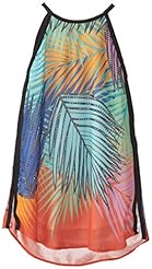 Girls Polyester Tropical Print Lace-Up  Dress