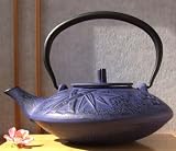 Tetsubin style Cast Iron Teapot Kettle with purple Bamboo design 1.1 Litre  from Gifts Of The Orient