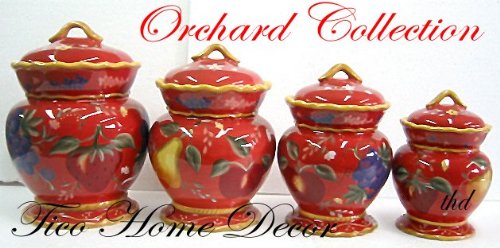 4PC CANISTER SET RED TUSCANY DECOR